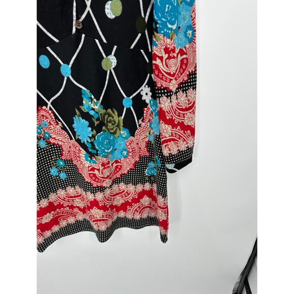 Funky People Sweater Dress Medium Floral Printed Long Sleeve Knit Knee Length - Picture 3 of 7